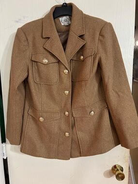 Cato Camel Button-Front Wool-Blend  Coat